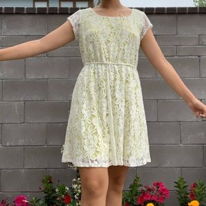 Floral light green and white dress